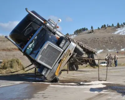 truck turning over