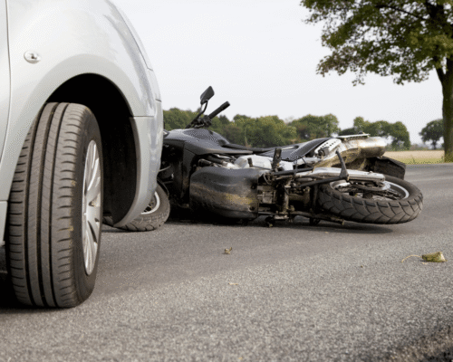 Motorbike Accident on the road with a car