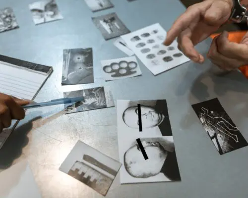 investigators looking over evidence