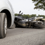 Motorbike Accident on the road with a car