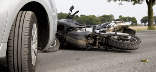 Motorbike Accident on the road with a car