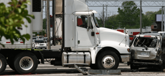 Semi-truck and SUV collision