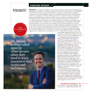 Timothy Bussey Named 2021 Top Attorney by Colorado Springs Style Magazine
